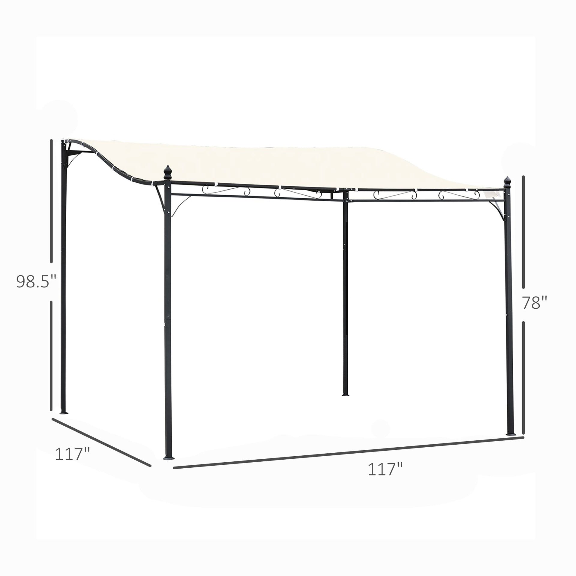 Outsunny 10' x 10' Steel Outdoor Pergola Gazebo, Patio Canopy with Weather-Resistant Fabric and Drainage Holes for Backyard, Deck, Garden, Cream White