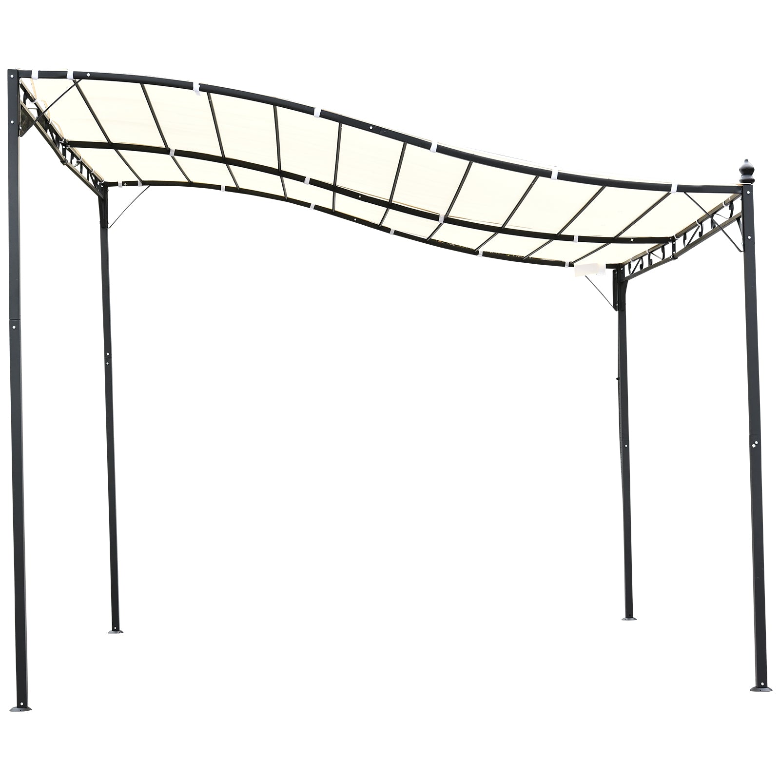 Outsunny 10' x 10' Steel Outdoor Pergola Gazebo, Patio Canopy with Weather-Resistant Fabric and Drainage Holes for Backyard, Deck, Garden, Cream White