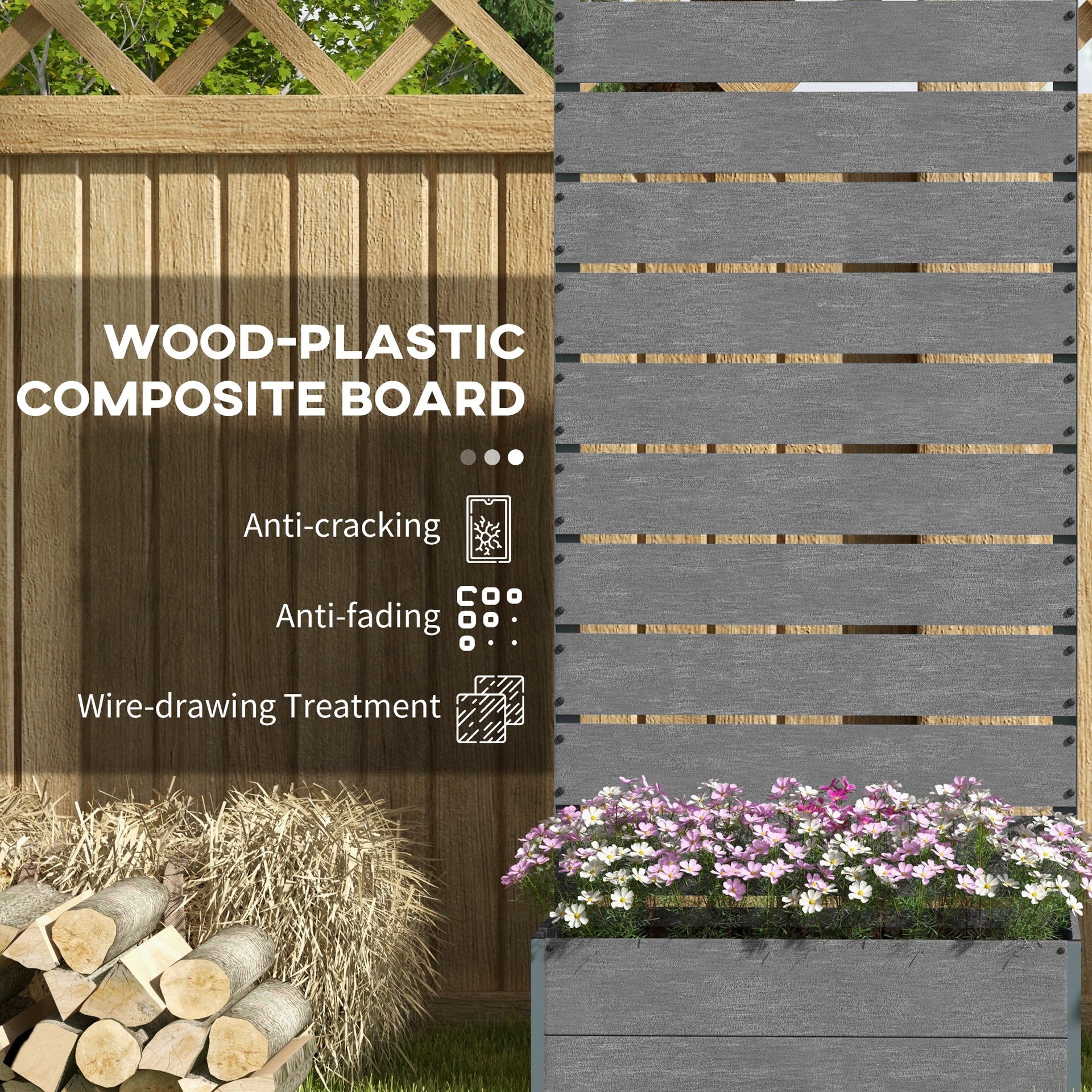 Outsunny Trellis Planter for Climbing Plants, Raised Garden Bed with Trellis, Planter Box for Outdoor, 28.25" x 15" x 59", Gray