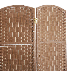 HOMCOM Room Divider 6 Panel, 6FT Tall Folding Privacy Screen, Freestanding Hand-Woven Partition for Room Separation with 360° Hinges, Paper Rope Diamond Weave, Natural