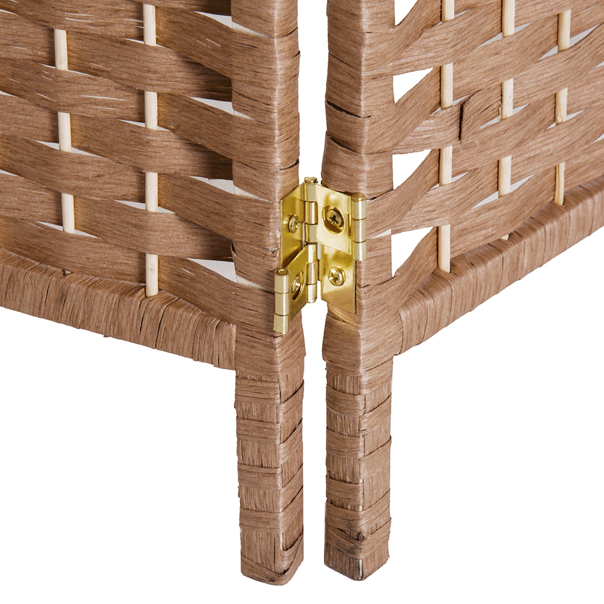 HOMCOM Room Divider 6 Panel, 6FT Tall Folding Privacy Screen, Freestanding Hand-Woven Partition for Room Separation with 360° Hinges, Paper Rope Diamond Weave, Natural