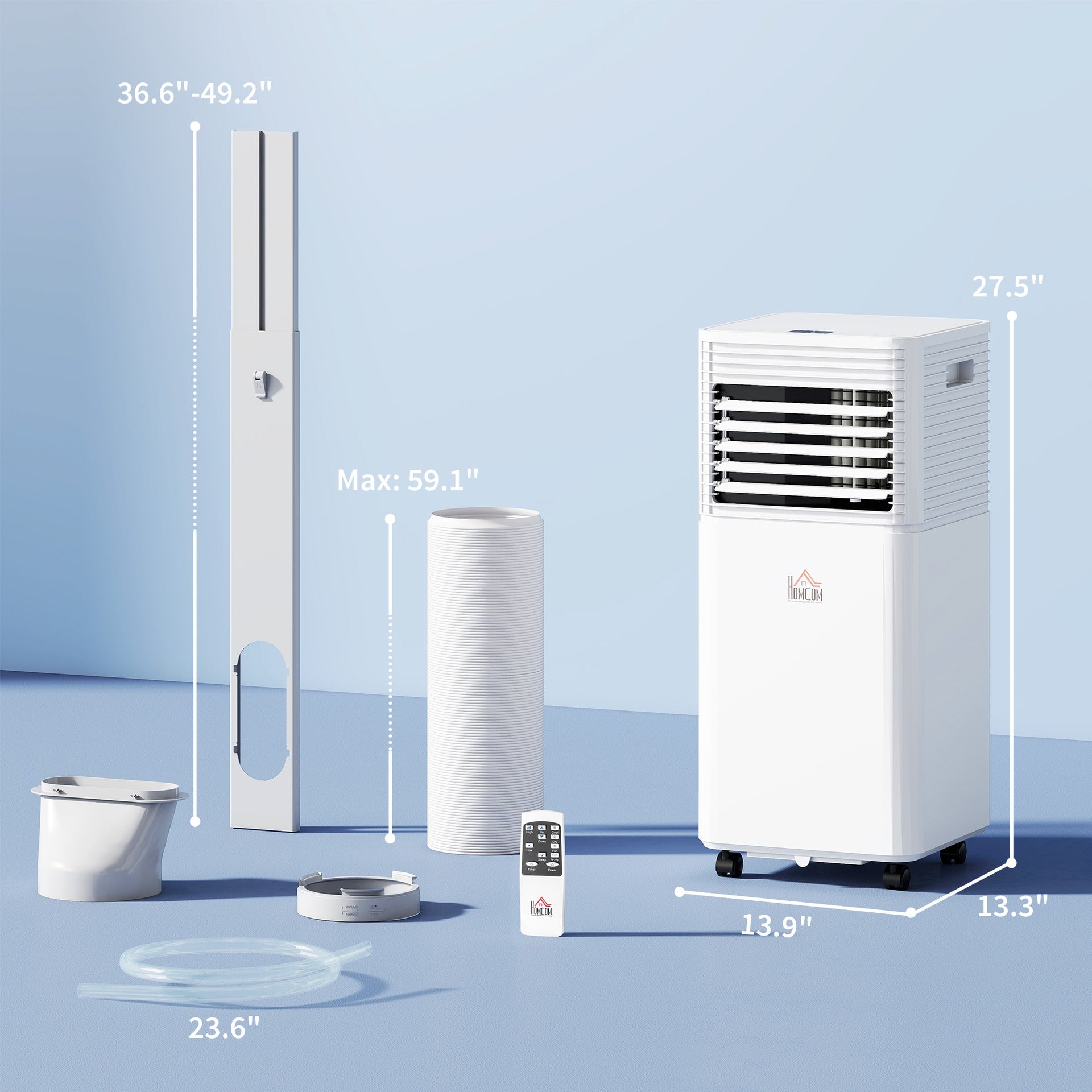 HOMCOM 8000 BTU Mobile Air Conditioner for Cooling and Dehumidifying, Remote Control, 24H Timer, LED Display, White