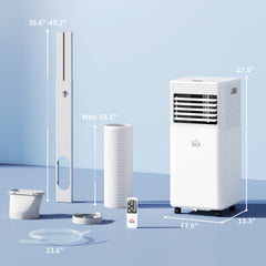 HOMCOM 8000 BTU Mobile Air Conditioner for Cooling and Dehumidifying, Remote Control, 24H Timer, LED Display, White