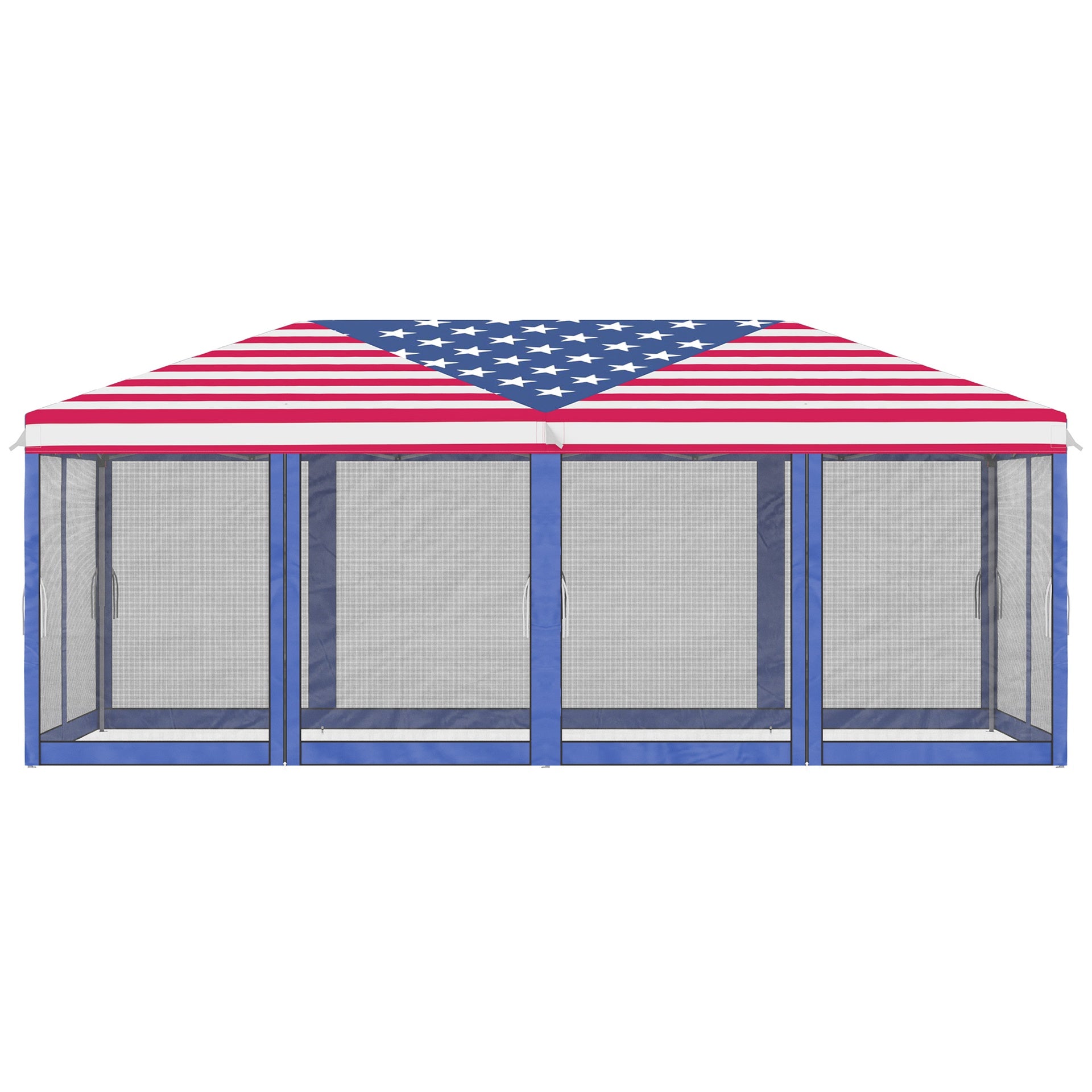 Outsunny 10'x20' Pop Up Party Tent Gazebo Wedding Canopy with 6 Sidewalls, American Flag