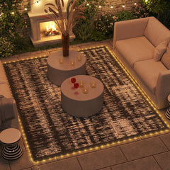 Outsunny Reversible Outdoor Rug Carpet with LED Lights, Carry Bag & Ground Stakes for Backyard, Deck, Picnic, Beach, 10' x 8'