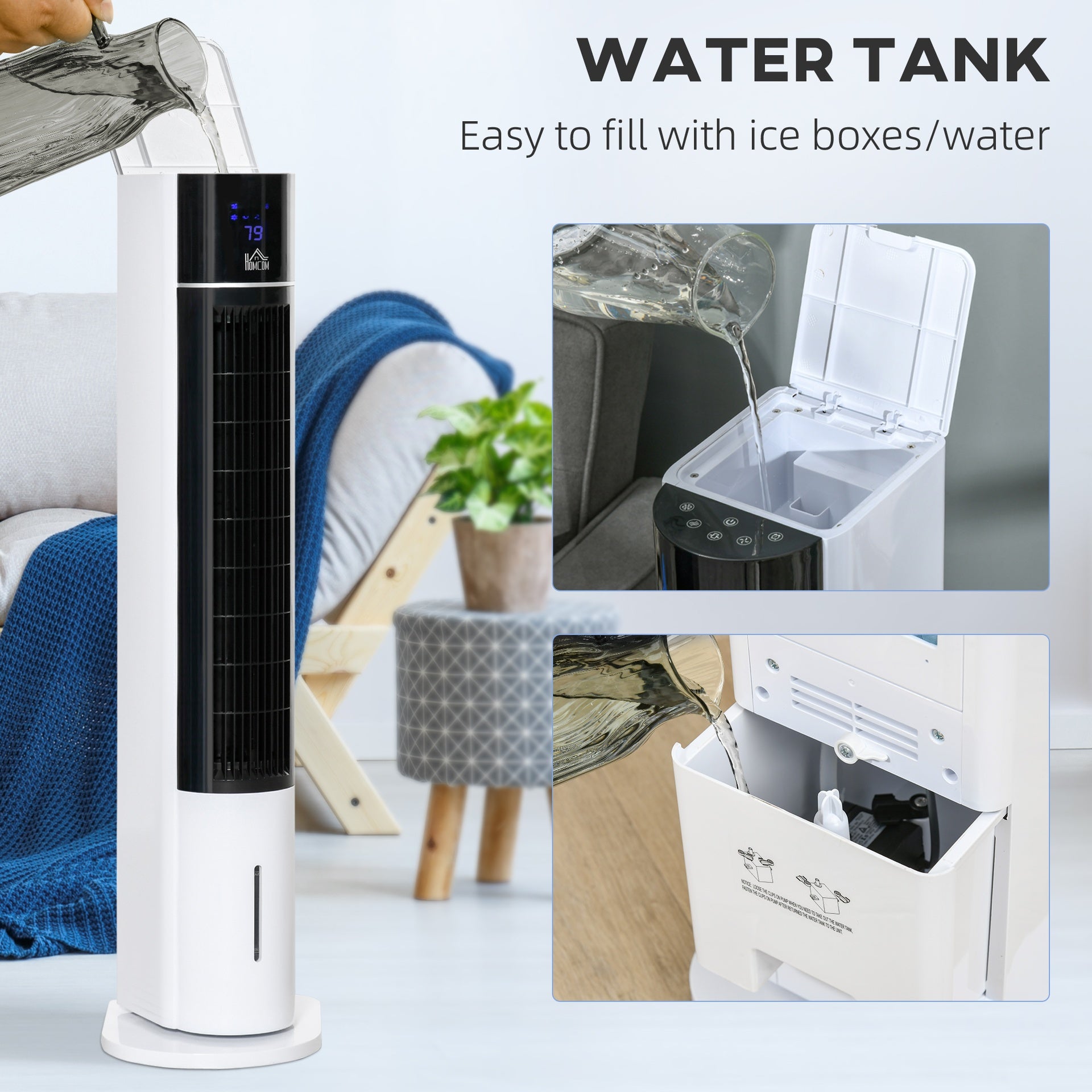 HOMCOM 42" 3-In-1 Air Cooler, 52° Oscillating Portable Swamp Cooler with Humidifier, 3 Modes, 3 Speeds, 12H Time, White