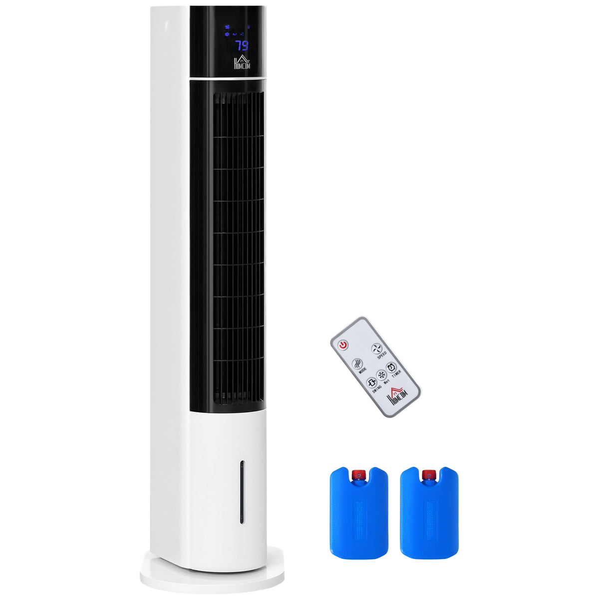 HOMCOM 42" 3-In-1 Air Cooler, 52° Oscillating Portable Swamp Cooler with Humidifier, 3 Modes, 3 Speeds, 12H Time, White