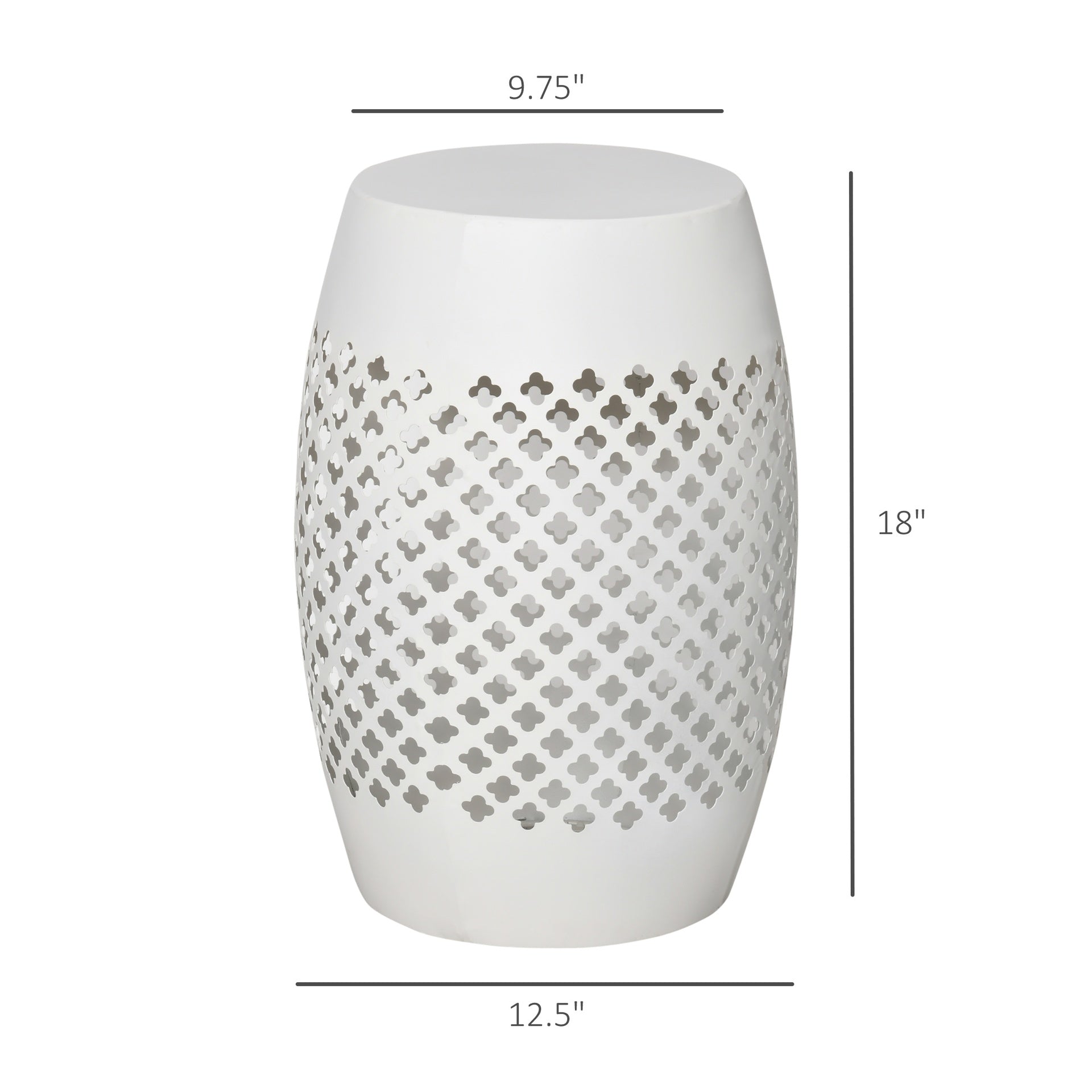 Outsunny 12" Steel Outdoor Side Table, Round Hollow Drum Patio End Table, Accent Table for Indoor and Outdoorr, White