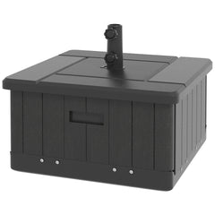 Outsunny 3-in-1 Outdoor Umbrella Base with Wheels and Handles, End Table, Flower Box Planter with Hole, 175 lbs. Capacity, Black