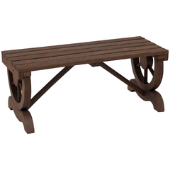 Outsunny 2-Person Wooden Garden Bench, Outdoor Wagon Wheel Porch Bench for Backyard Garden, Support 550 LBS, Rustic Country Style Patio Furniture, Brown