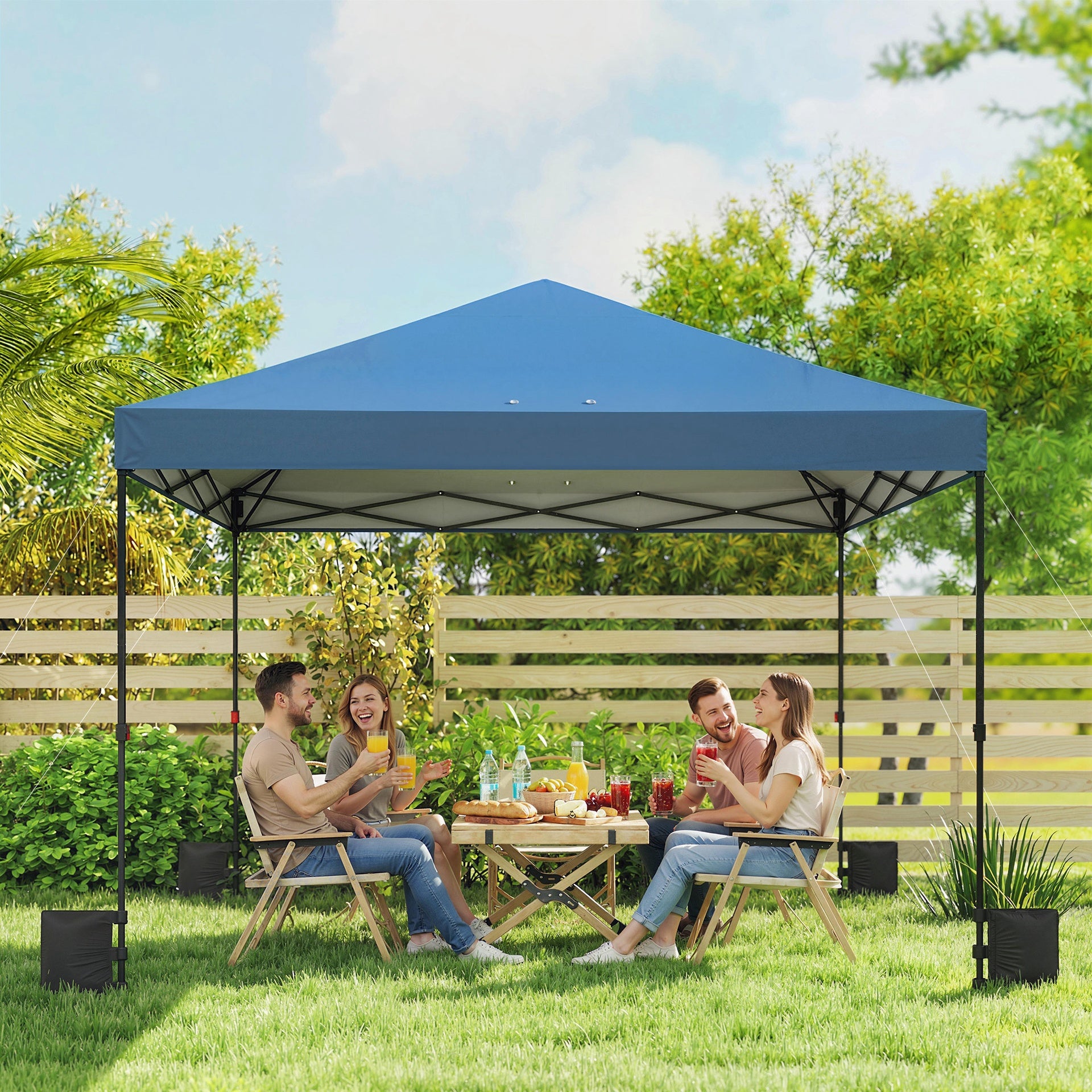 Outsunny 10 x 10 ft Pop Up Canopy Tent with One Push Setup, Outdoor Portable Instant Canopy Shelter w/ Roller Bag, Dark Blue