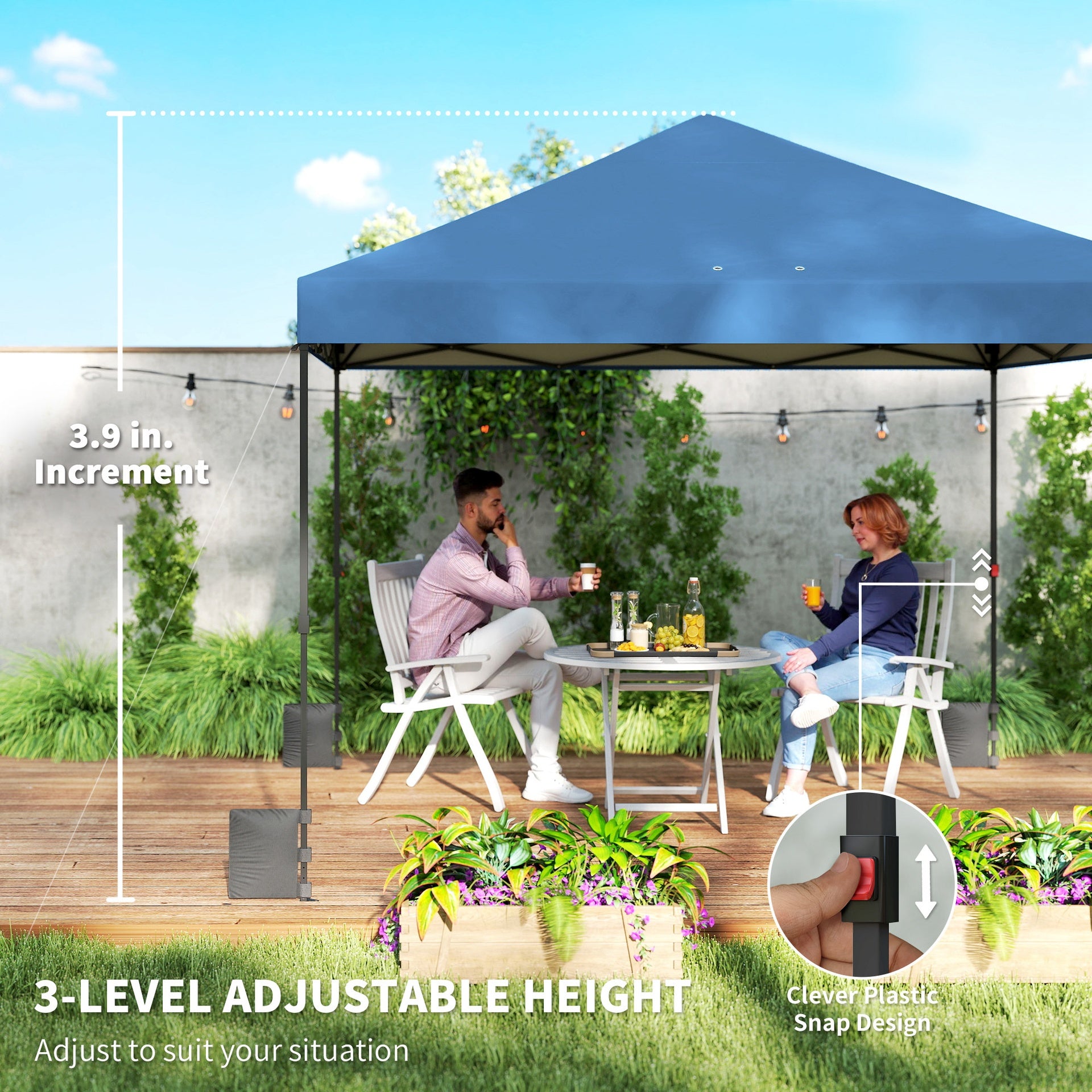 Outsunny 10 x 10 ft Pop Up Canopy Tent with One Push Setup, Outdoor Portable Instant Canopy Shelter w/ Roller Bag, Dark Blue
