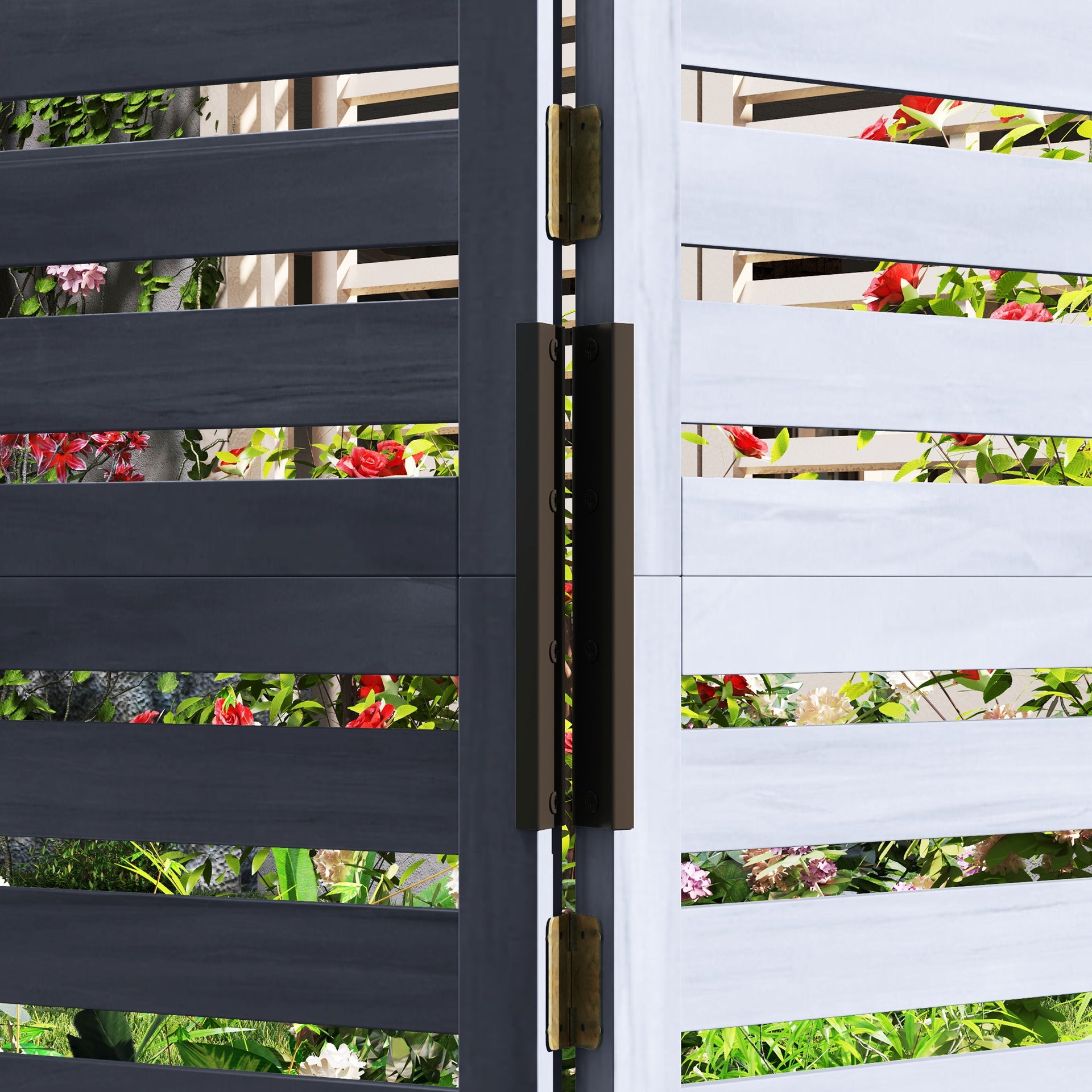 Outsunny Wood Privacy Screen w/ 4 Planter Box, Raised Bed w/ 3 Panels & Drainage Holes