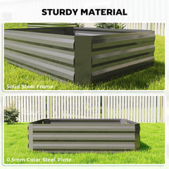 Outsunny 4 x 3 x 3ft Raised Garden Bed with Mini Greenhouse, Galvanized Raised Garden Bed with Cover, Green and Dark Gray