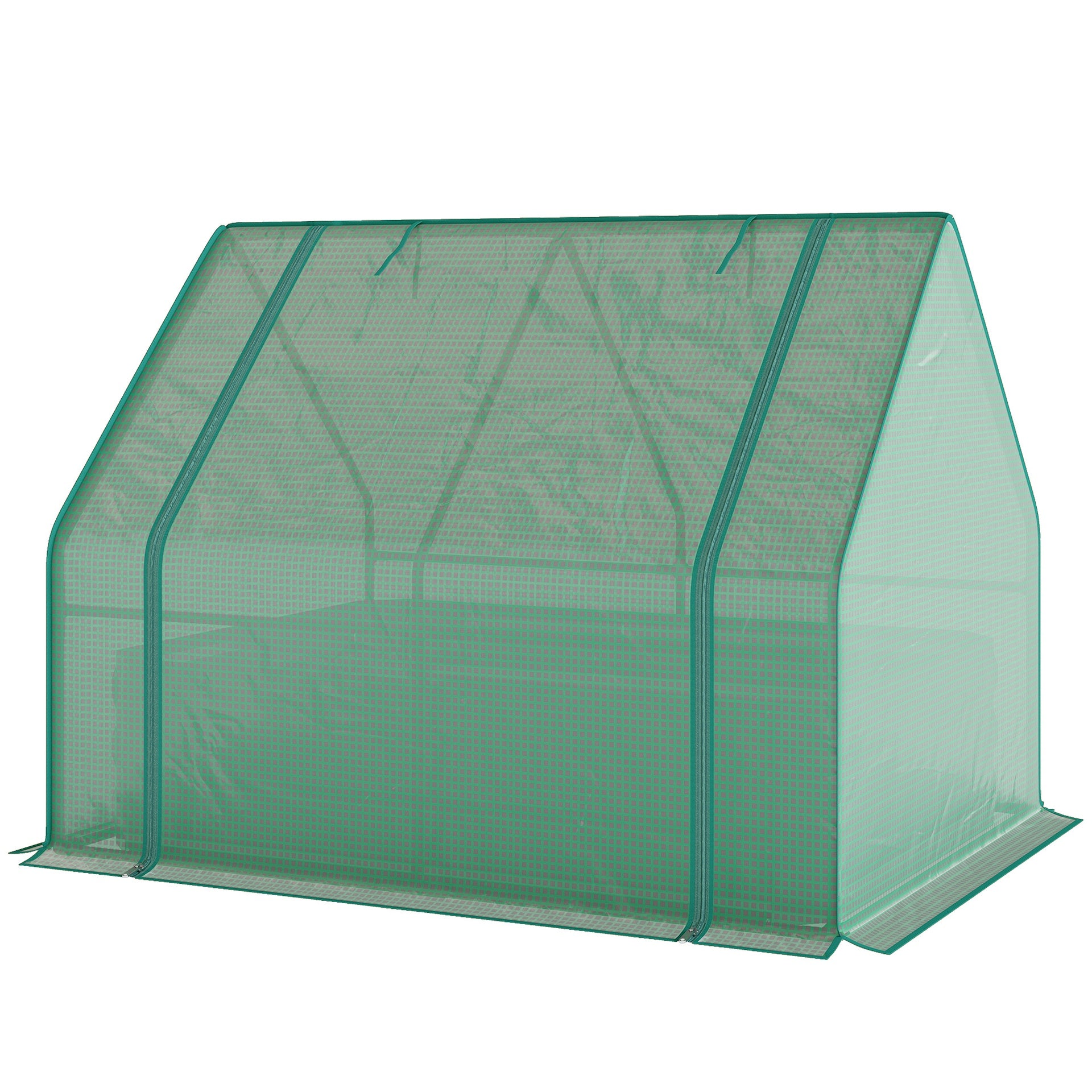 Outsunny 4 x 3 x 3ft Raised Garden Bed with Mini Greenhouse, Galvanized Raised Garden Bed with Cover, Green and Dark Gray