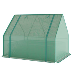 Outsunny 4 x 3 x 3ft Raised Garden Bed with Mini Greenhouse, Galvanized Raised Garden Bed with Cover, Green and Dark Gray