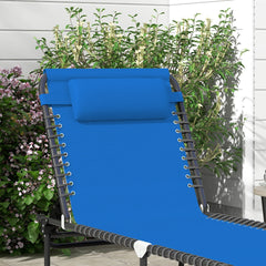 Outsunny Foldable Chaise Lounge, 4-Position Reclining Back, Trifold Portable design and Breathable Mesh for Poolside,Camping, Hiking - Navy Blue