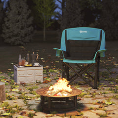 Outsunny Camping Chair for Adults, Portable Folding Camping Chair w/ Side Pockets, Cup Holders, Carry Bag, Green and Black