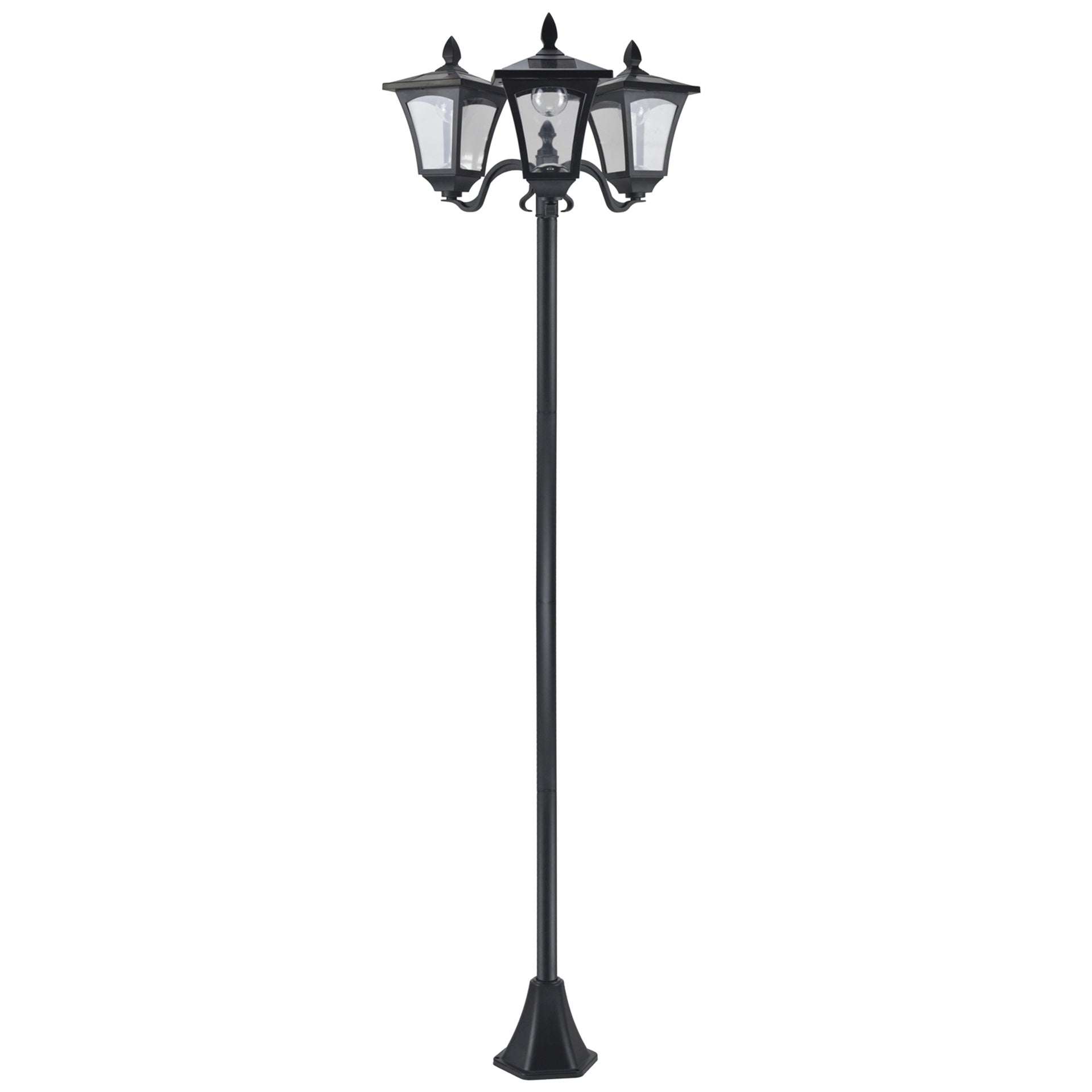 Outsunny Outdoor Lamp Post Lights, Triple Head Solar Powered Lamp, Street Vintage Solar Post Lamp, for Backyard, Garden Pathway, Driveway, 72 Inches