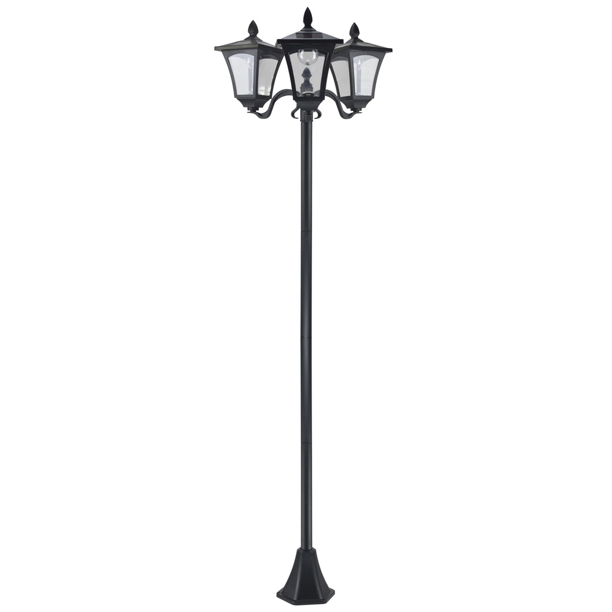 Outsunny Outdoor Lamp Post Lights, Triple Head Solar Powered Lamp, Street Vintage Solar Post Lamp, for Backyard, Garden Pathway, Driveway, 72 Inches