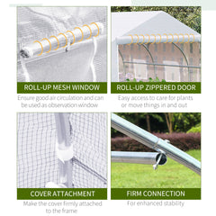 Outsunny 11.5' x 10' x 6.5' Outdoor Walk-in Greenhouse, Tunnel Green House with Roll-up Windows, Zippered Door, PE Cover, Heavy Duty Steel Frame, White