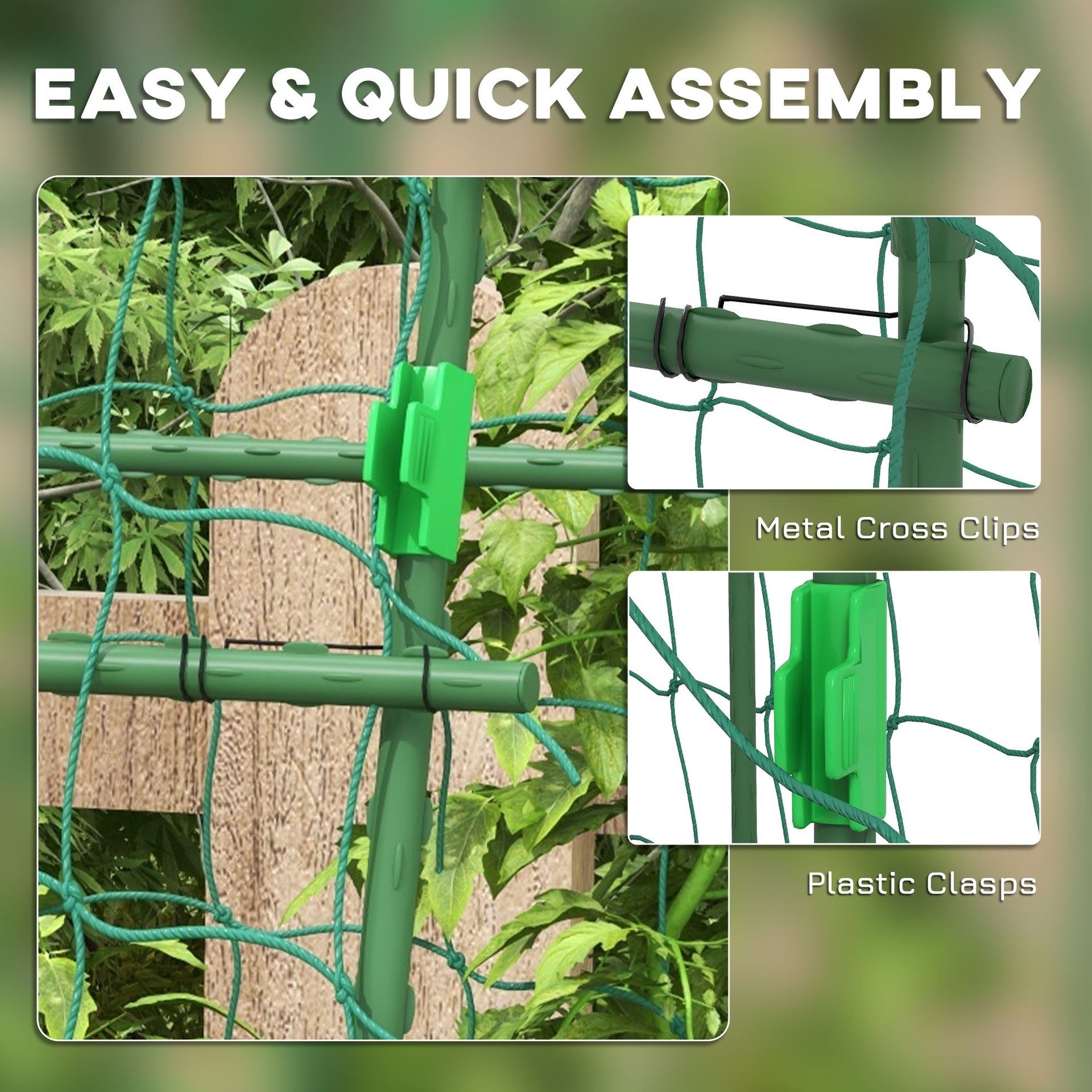 Outsunny Metal Garden Trellis, Arch Trellis for Climbing Plants Outdoor, A-Frame, with Climbing Net, 57" x 66" x 81", Green