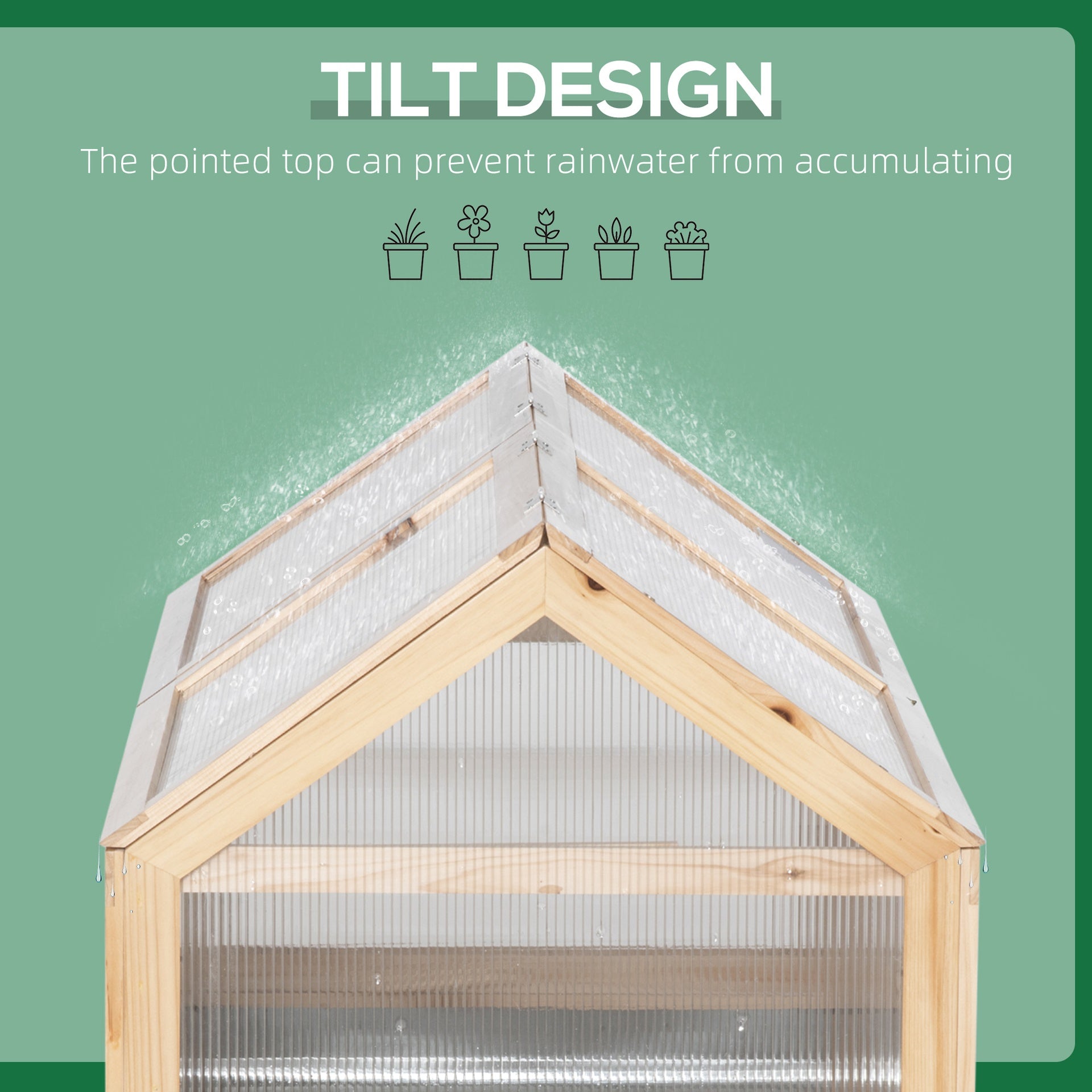 Outsunny 48" x 24" x 32.25" Elevated Planting Beds Garden Wooden Cold Frame Greenhouse Flower Planter Protection Wood