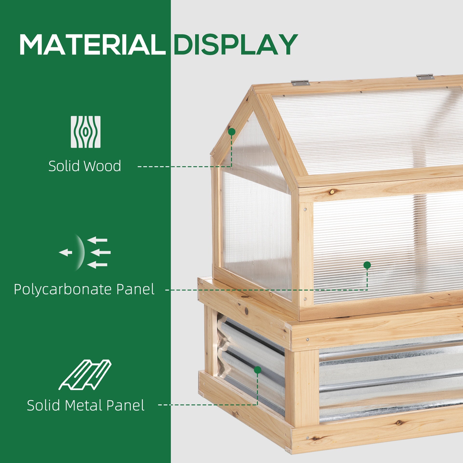 Outsunny 48" x 24" x 32.25" Elevated Planting Beds Garden Wooden Cold Frame Greenhouse Flower Planter Protection Wood