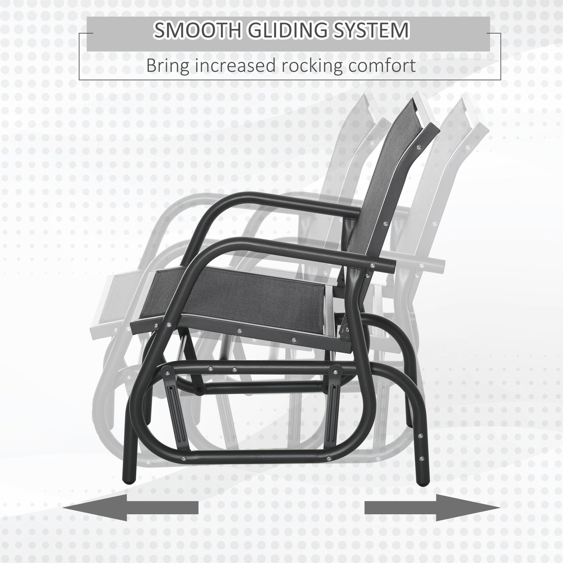 Outsunny 2-Piece Outdoor Glider Swing, Rocking Chair Set with Breathable Mesh Fabric, Sturdy Durable Frame, Curved Armrests, Supports Up to 264 lbs., for Backyard, Garden, Porch, Black