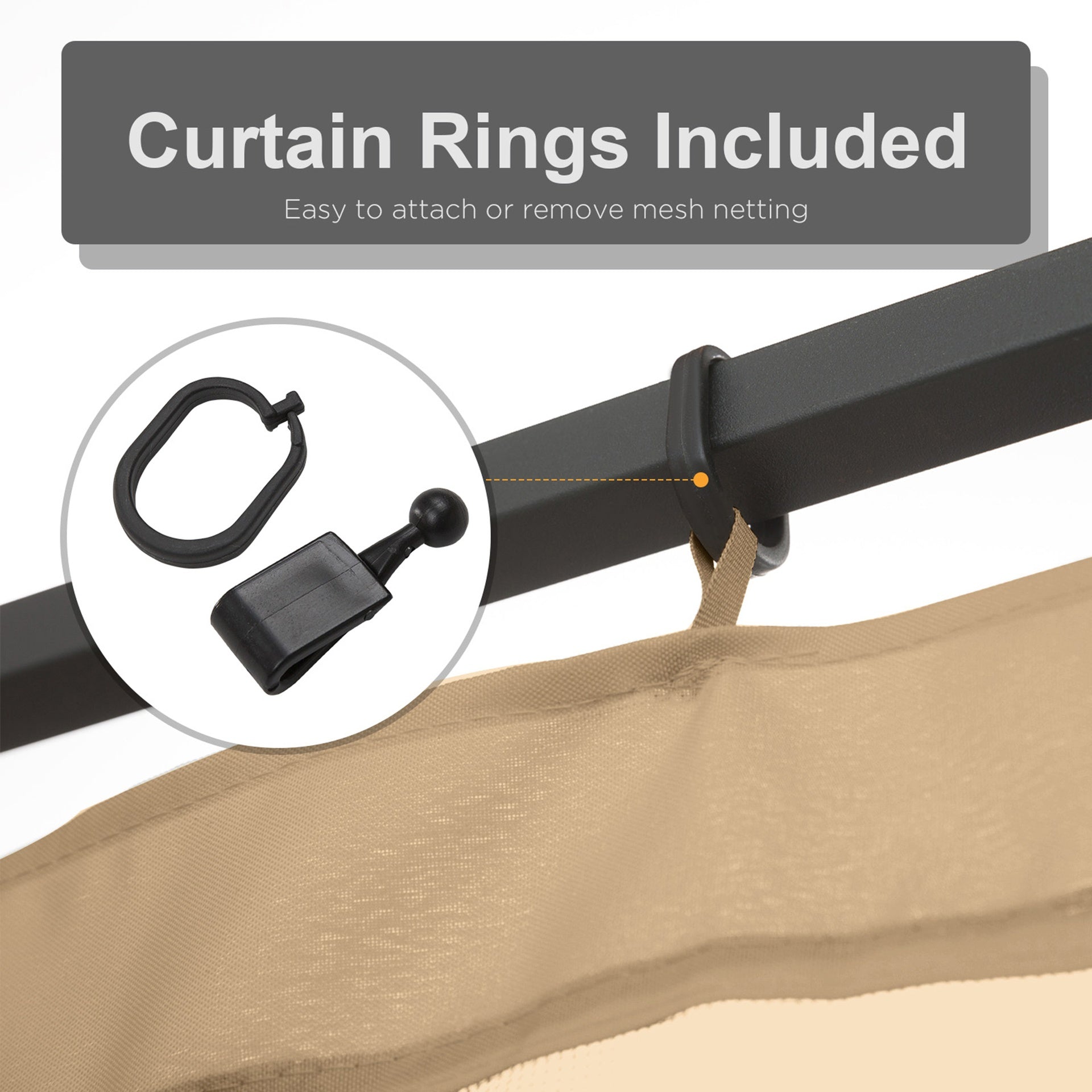 Outsunny Replacement Mesh Sidewall Netting for 10' x 10' Gazebos and Canopy Tents with Zippers, (Sidewall Only) Beige