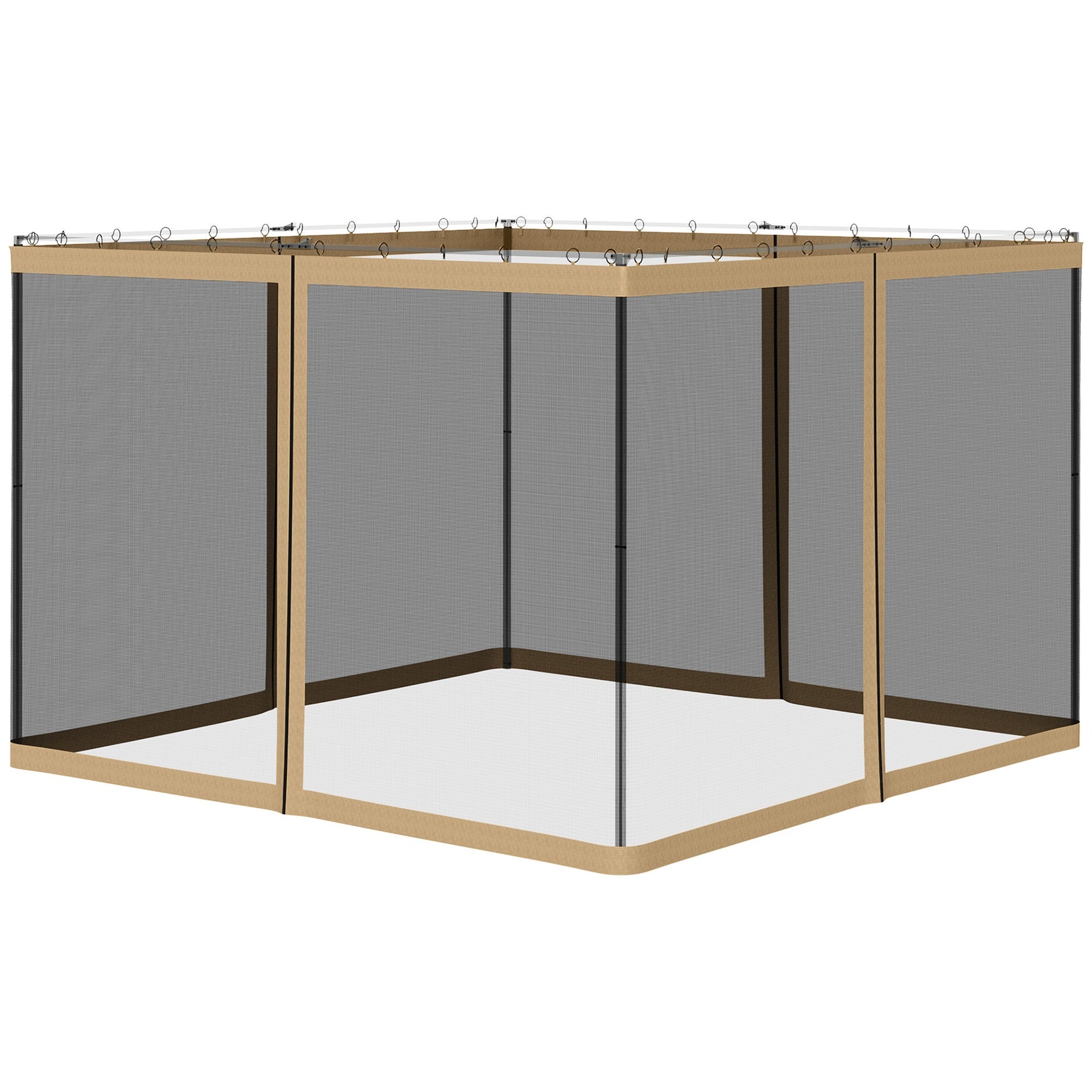 Outsunny Replacement Mesh Sidewall Netting for 10' x 10' Gazebos and Canopy Tents with Zippers, (Sidewall Only) Beige