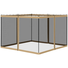 Outsunny Replacement Mesh Sidewall Netting for 10' x 10' Gazebos and Canopy Tents with Zippers, (Sidewall Only) Beige