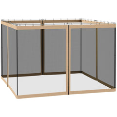Outsunny Replacement Mesh Sidewall Netting for 10' x 10' Gazebos and Canopy Tents with Zippers, (Sidewall Only) Beige