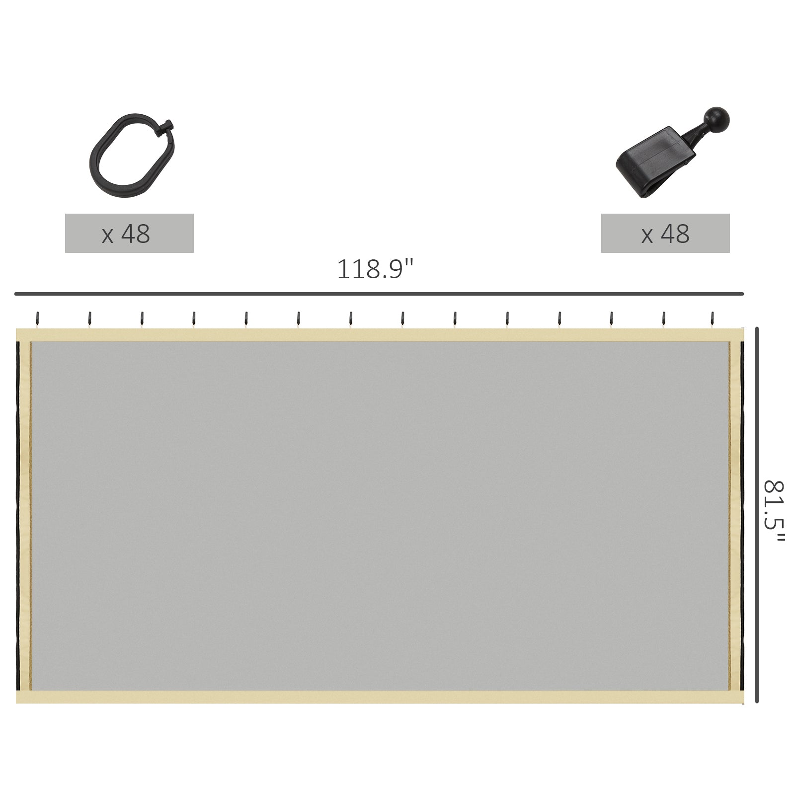 Outsunny Replacement Mesh Sidewall Netting for 10' x 10' Gazebos and Canopy Tents with Zippers, (Sidewall Only) Beige