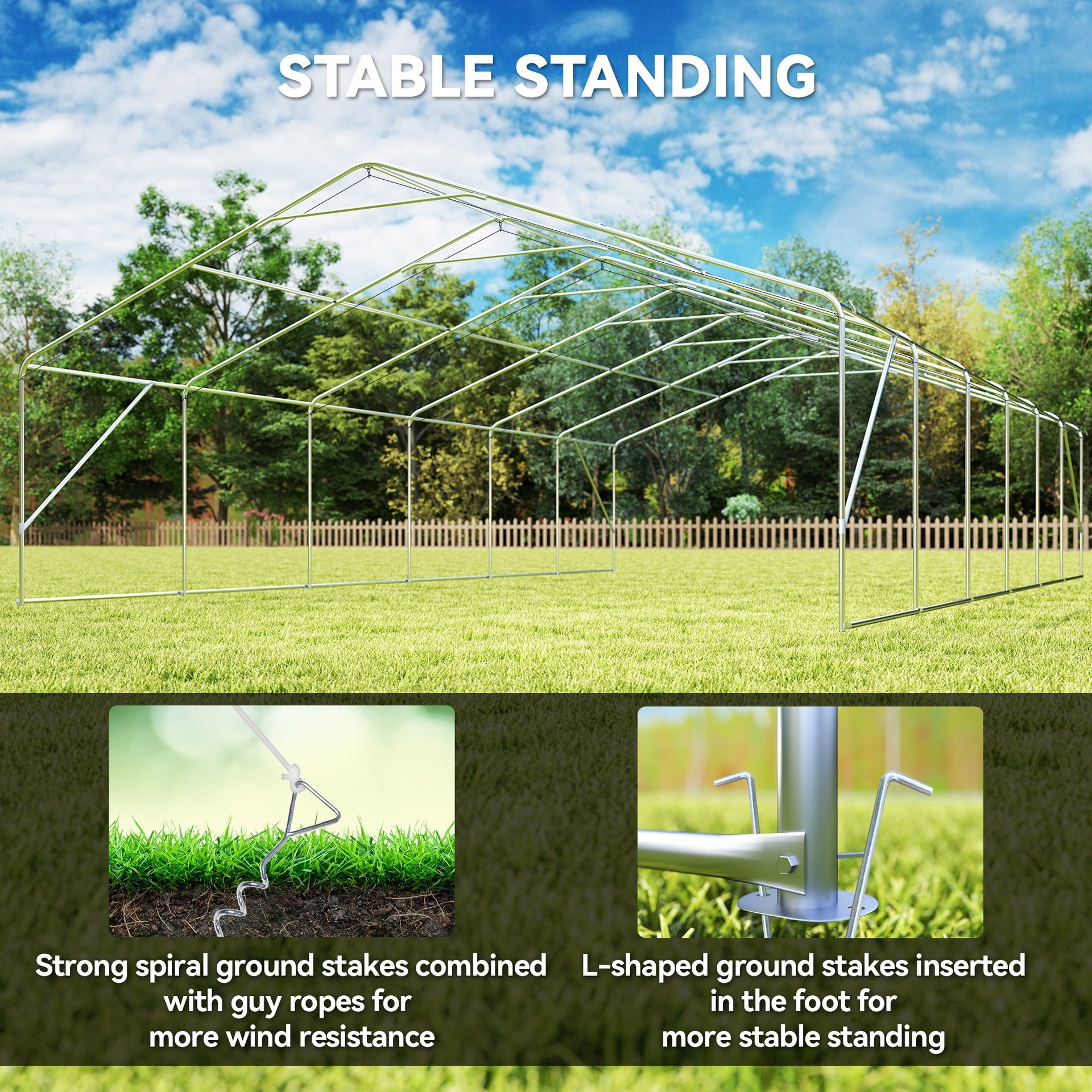 Outsunny 23' x 39' Large Outdoor Carport Canopy Party Tent with Removable Protective Sidewalls & Windows, White