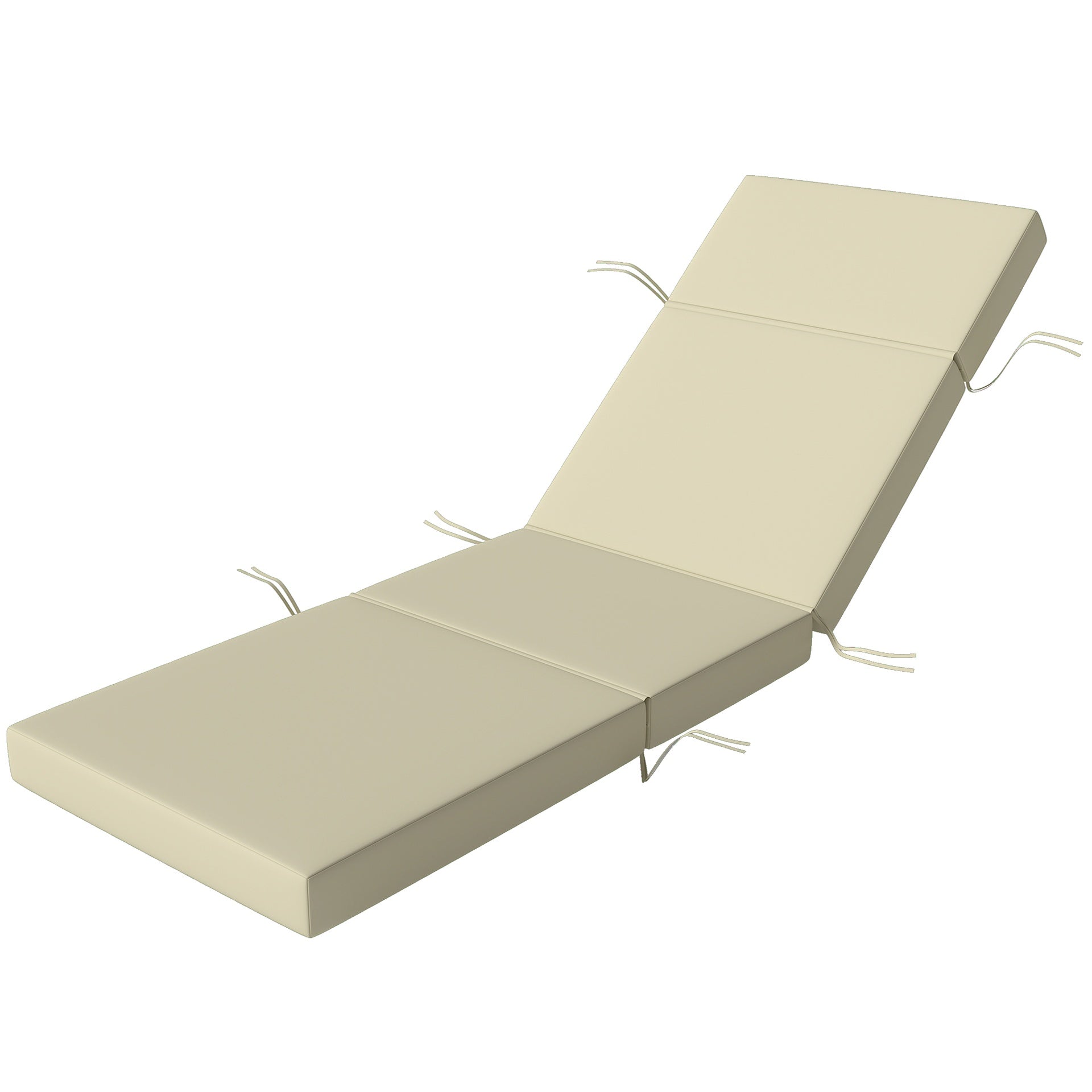 Outsunny Chaise Lounge Cushion, 4" Thick Outdoor Lounge Chair Cushions with Ties for Patio, 26" x 80", Cream White
