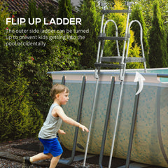 Outsunny 70" Above Ground Swimming Pool Ladder, A-Frame Deck Ladder, Non-slip Steps and Handrails for 48" Pool Wall Height, Gray