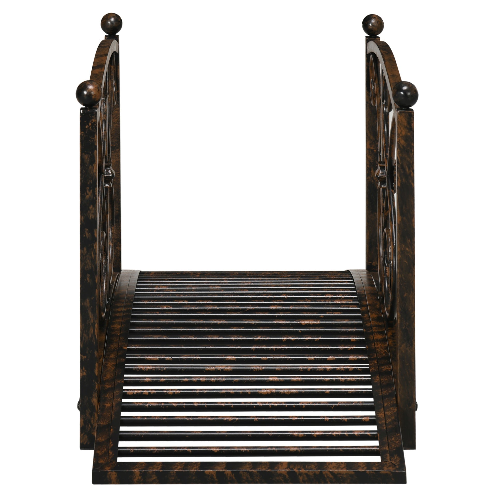 Outsunny 3.3' Metal Garden Bridge, Decorative Classic Footbridge Pond Bridge with Safety Railings for Backyard Garden Creek, Rust Brown