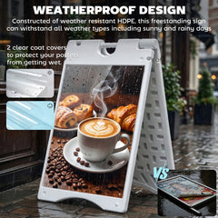Vinsetto A Frame Sandwich Board Signs Outdoor 22" x 28" Sidewalk Sign with Weighted Tank & Weatherproof Design, White