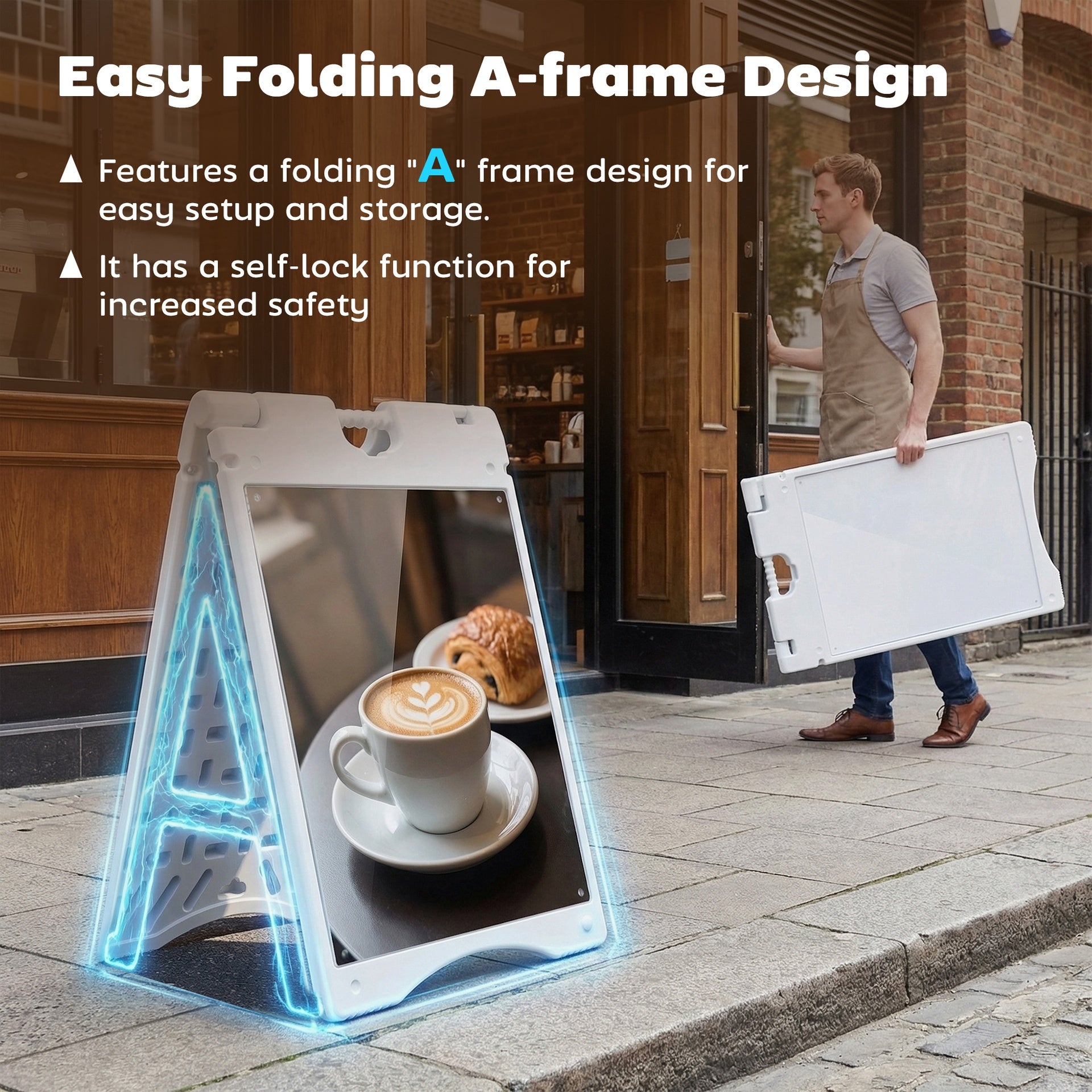 Vinsetto A Frame Sandwich Board Signs Outdoor 22" x 28" Sidewalk Sign with Weighted Tank & Weatherproof Design, White
