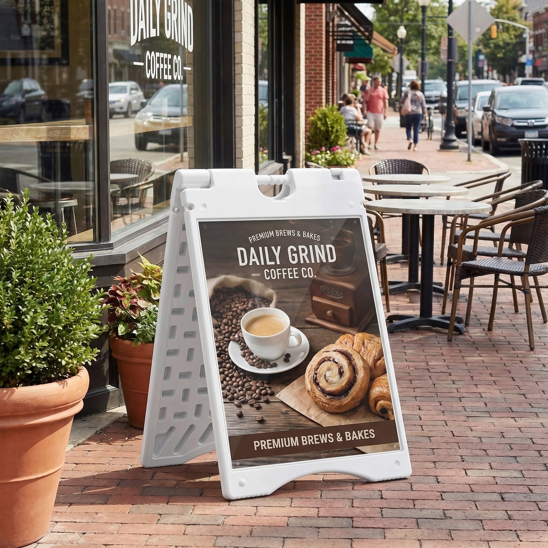 Vinsetto A Frame Sandwich Board Signs Outdoor 22" x 28" Sidewalk Sign with Weighted Tank & Weatherproof Design, White