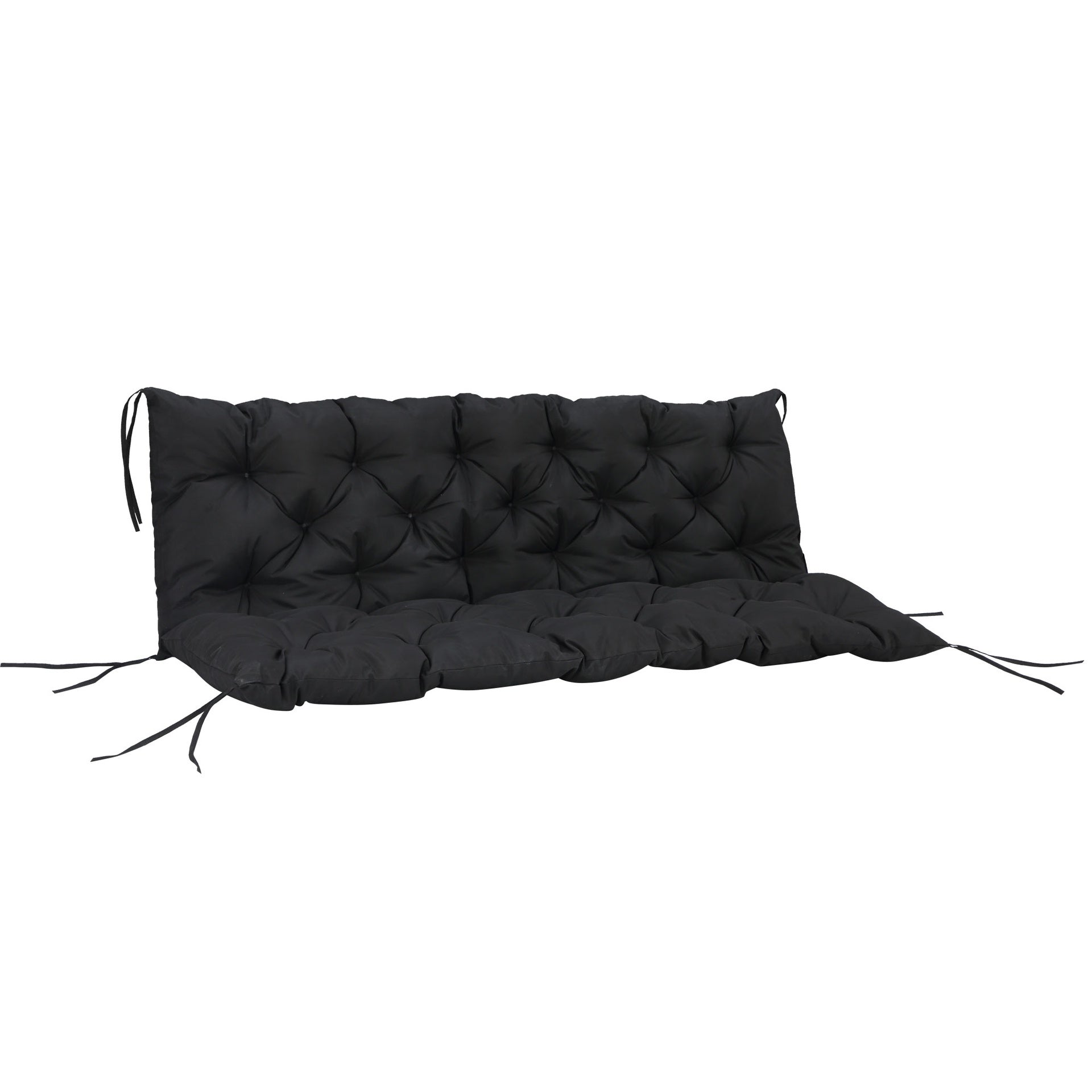 Outsunny 59" x 38" Tufted Bench Cushion for Outdoor Furniture, 3-Seater Replacement for Swing Chair, Patio Sofa/Couch, Black