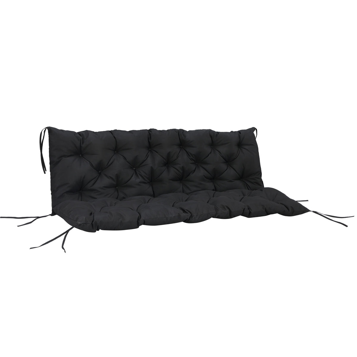 Outsunny 59" x 38" Tufted Bench Cushion for Outdoor Furniture, 3-Seater Replacement for Swing Chair, Patio Sofa/Couch, Black
