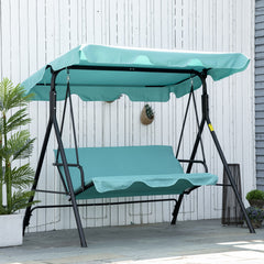 Outsunny 3-Seat Outdoor Patio Swing Chair with Removable Cushion, Steel Frame Stand and Adjustable Tilt Canopy for Patio, Garden, Poolside, Balcony, Backyard, Green