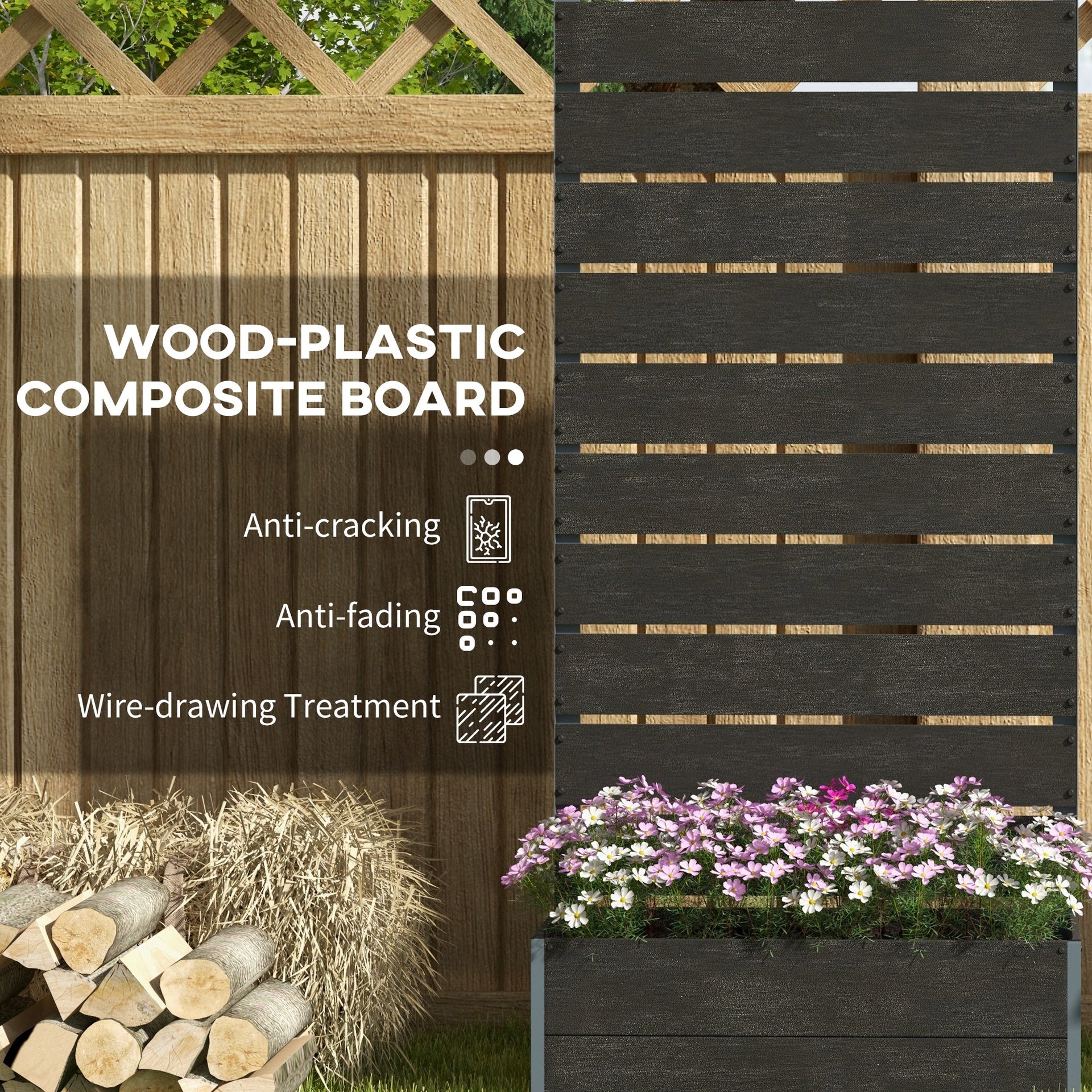 Outsunny Trellis Planter for Climbing Plants, Raised Garden Bed with Trellis, Planter Box for Outdoor, 28.25" x 15" x 59", Black