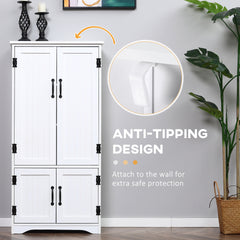 HOMCOM Accent Floor Storage Cabinet Kitchen Pantry with Adjustable Shelves and 2 Lower Doors, White