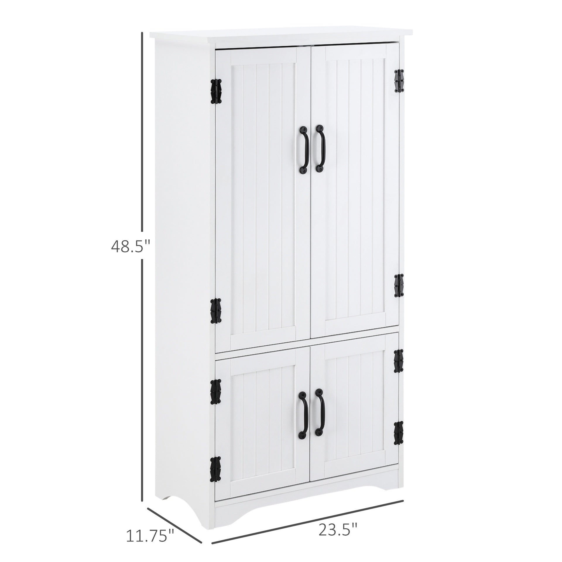 HOMCOM Accent Floor Storage Cabinet Kitchen Pantry with Adjustable Shelves and 2 Lower Doors, White