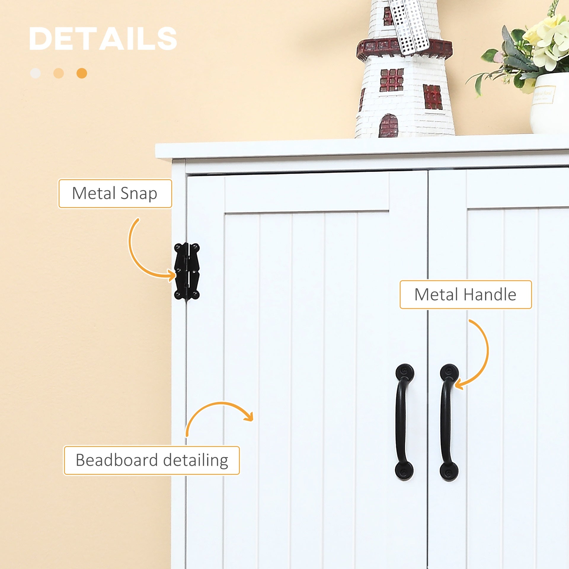 HOMCOM Accent Floor Storage Cabinet Kitchen Pantry with Adjustable Shelves and 2 Lower Doors, White