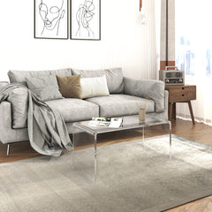 HOMCOM 32" Acrylic Coffee Table, 0.6" Thick Rectangle Waterfall Center Table for Living Room, Modern, No Assembly Required, Clear