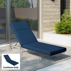 Outsunny Chaise Lounge Cushion, 4" Thick Outdoor Lounge Chair Cushions with Ties for Patio, 26" x 80", Navy Blue